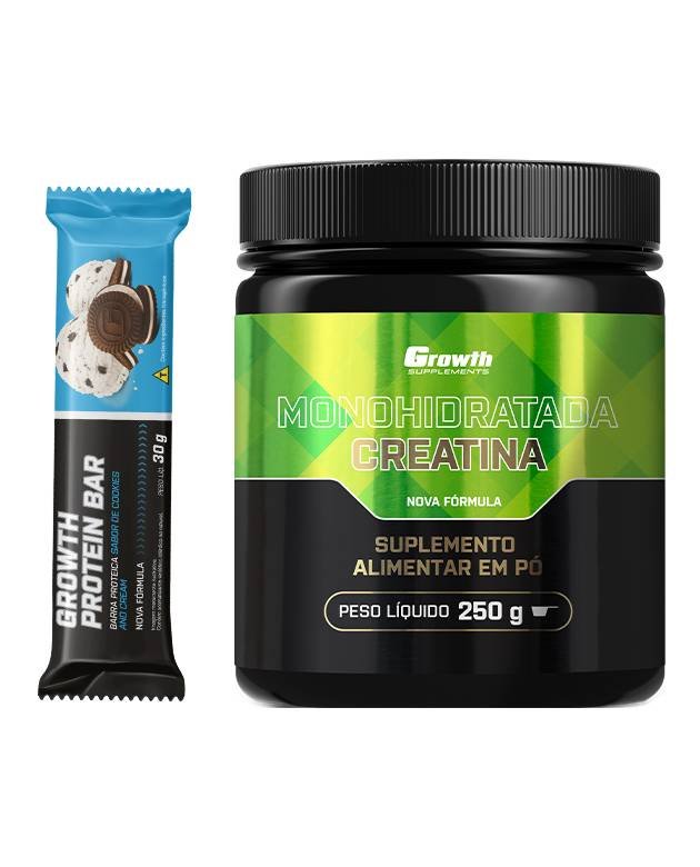 Kit Creatina Monohidratada 250g + Barra de Proteína 30g (12un)