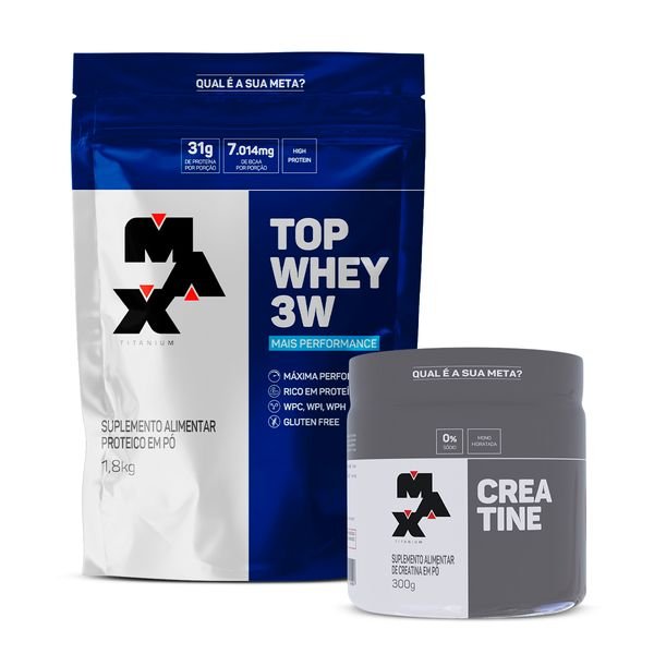 Kit Creatina 300g + Whey 3W +Performance 1,8Kg