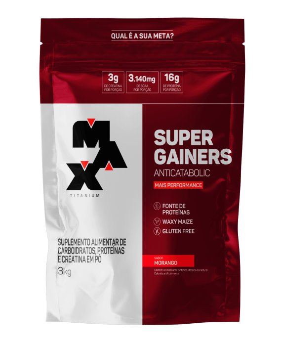 Super Gainers Refil 3Kg | Hipercalórico | Max Titanium | Original Lacrado